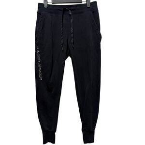 Under Armour Black Sweatpant embroidered name fitted ankle Women Small Loose Fit